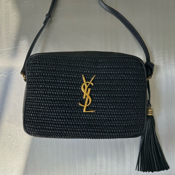 Saint Laurent Handbags - Saint Laurent YSL Raffia Lou Camera Bag in Black